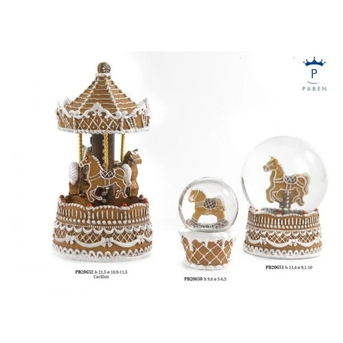 GIOSTRA CON CAVALLI DI MARZAPANE 21.5 CM. RESINA CARILLON