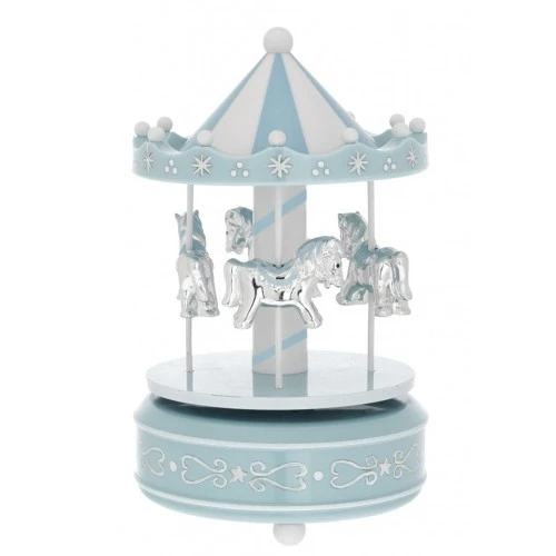 GIOSTRA IN MATERIALE ACRILICO CON CAVALLI AZZURRI