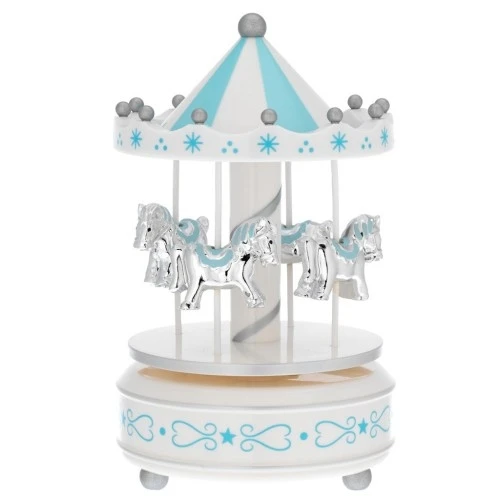 GIOSTRA IN MATERIALE ACRILICO CON CAVALLI AZZURRI