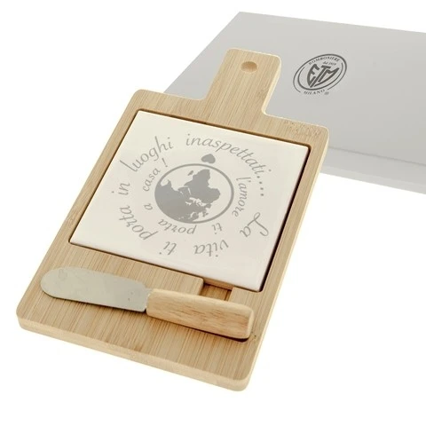  SET FORMAGGIO CON TAGLIERE IN LEGNO CM.12X22