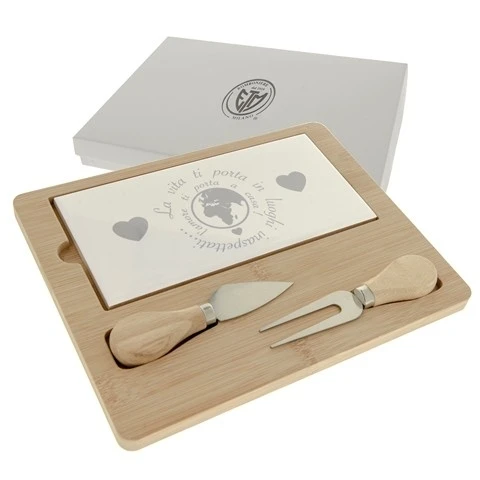  SET FORMAGGIO CON TAGLIERE IN LEGNO CM.25X20