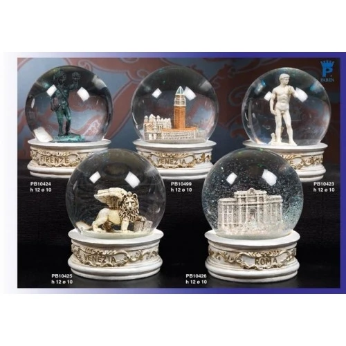 GLOBO 10 CM. VETRO STATUA EROE BIBLICO RESINA