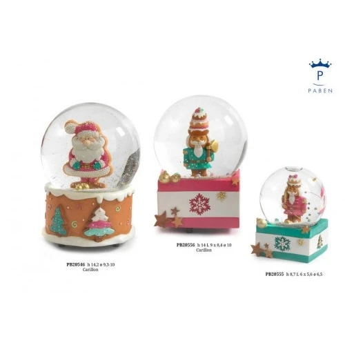 GLOBO CON BABBO NATALE 14.2 CM. RESINA VETRO CARILLON