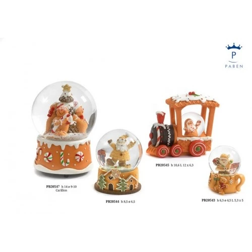 GLOBO CON BABBO NATALE SU TAZZINA 6.3 CM. RESINA VETRO