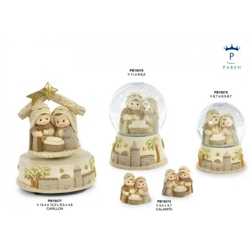 GLOBO CONT. GRUPPO NATIVITA' BAMB. 11 CM. 2 AS. RESINA VETRO