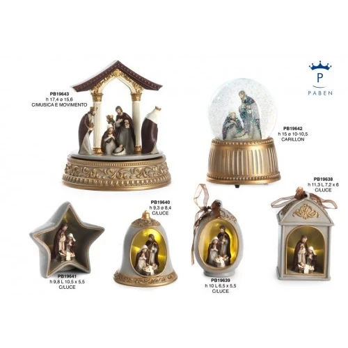 GLOBO GRUPPO NATIVITA' 15 CM. RESINA VETRO CARILLON