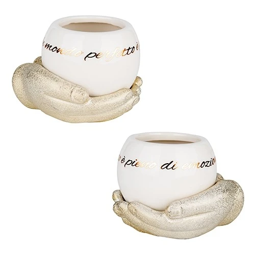 BOMBONIERA GOLD ILLUMINA PORTA PIANTE CM.11 H.8