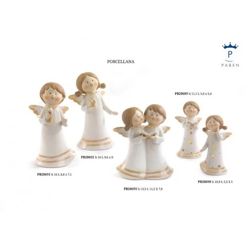 GRUPPO ANGELI CHE CANTA 13.5 CM. PORCELLANA ORO