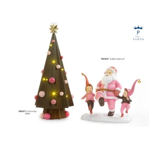GRUPPO BABBO NATALE E FOLLETTI DANZANTI 20.2 CM. RESINA