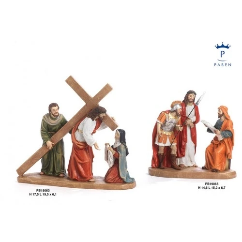 GRUPPO GESU' SAMARITANO VERONICA 17.5 CM. RESINA