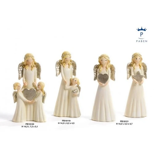 GRUPPO MADRE-FIGLIE ANGELI/CUORE 14.3 CM. RESINA