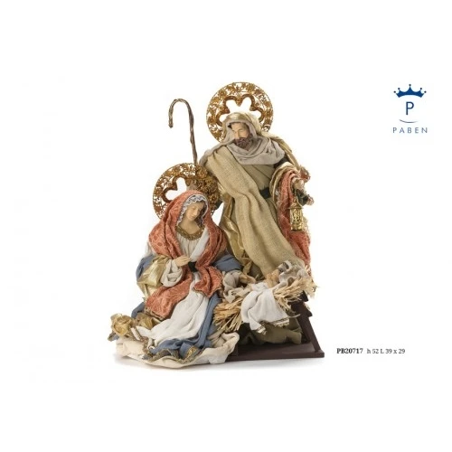 GRUPPO NATIVITA' 52 CM. RESINA STOFFA LEGNO