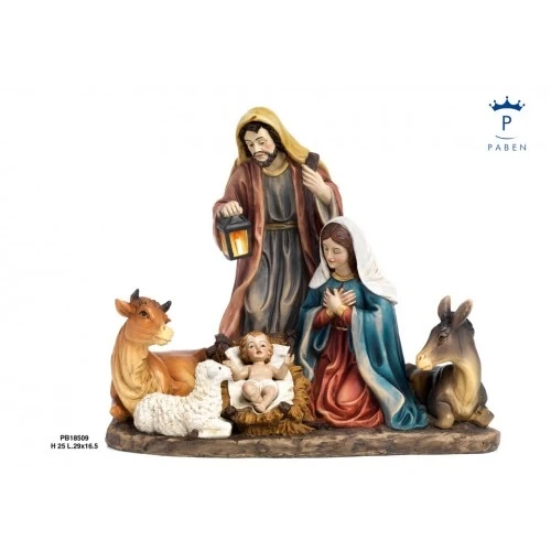 GRUPPO NATIVITA'-BUE ASINO PECORA 29 CM. RESINA