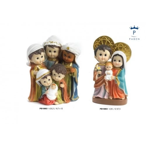 GRUPPO NATIVITA' E RE MAGI BAMBINI 20.2 CM. RESINA