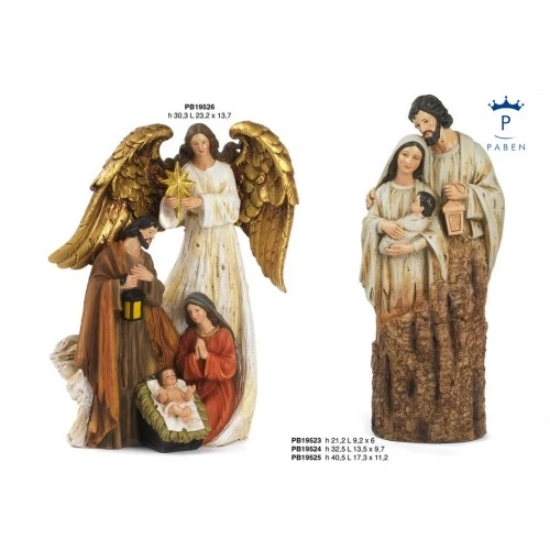 GRUPPO NATIVITA' SCOLPITA NEL LEGNO 32.5 CM. RESINA