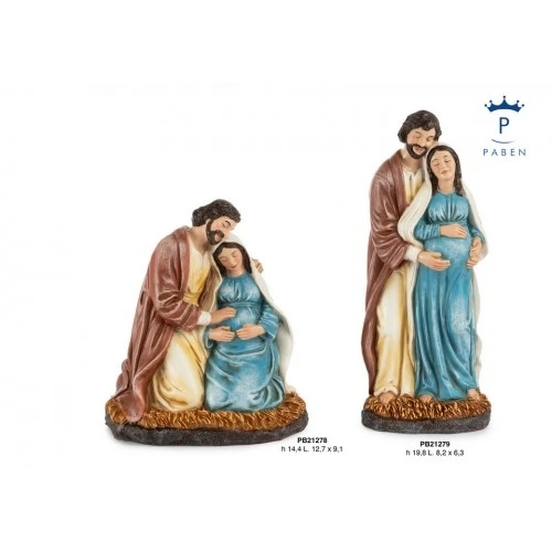 GRUPPO SAN GIUSEPPE E MARIA INCINTA 14.5 CM. RESINA