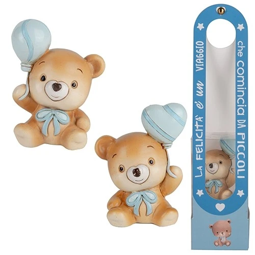 BOMBONIERA PER nascita - HAPPY ORSO CIELO H.7,5 CON BOX 