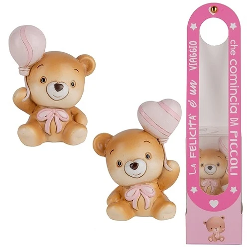 BOMBONIERA PER nascita - HAPPY ORSO ROSA H.7,5 CON BOX 