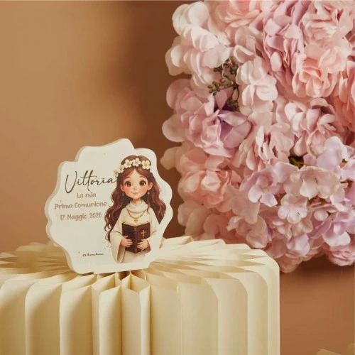 Bomboniere personalizzabili per comunione Claraluna 2026: Icona bimba cm. 11,5x12x1,3