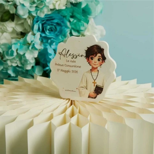 ICONA COMUNIONE MASCHIO - BOMBONIERA CLARALUNA cm. 11,5x12x1,3
