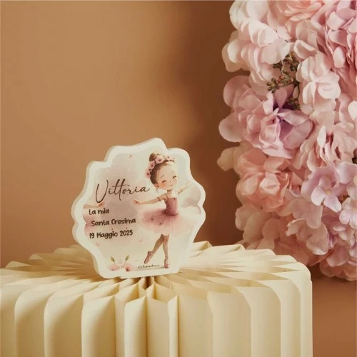 Bomboniera personalizzabile per Cresima Claraluna: Icona con Ballerina cm.11,5x12x1,3