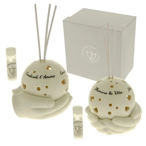 BOMBONIERA MANI CON DIFFUSORE E LUCE LED 12 CM