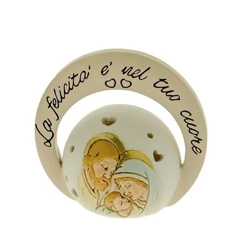 ICONA IN CERAMICA LAMPADA LED CON SACRA FAMIGLIA CM.10 