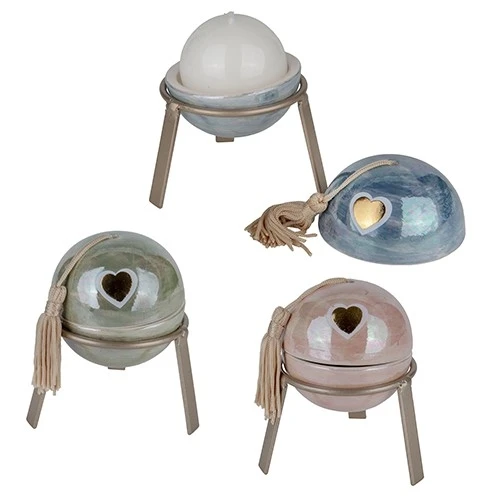 BOMBONIERA IRIDE PORTA CANDELA SFERA DM.8 H.10