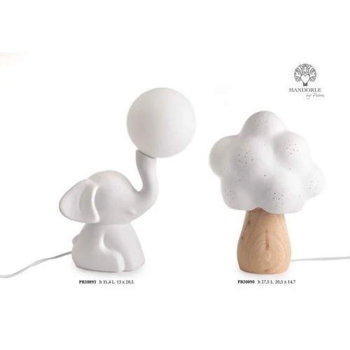 LAMPADA A FORMA DI ELEFANTINO CON SFERA 31.4 CM. PORCELLANA