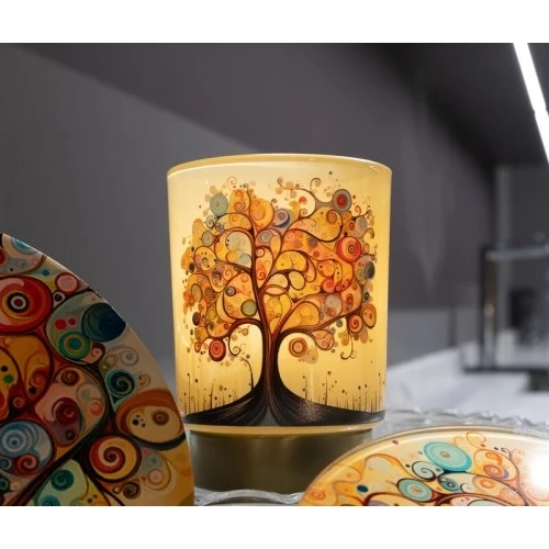 Bomboniera Solidale Matrimonio Cuorematto: Lampada LED Albero della Vita Colori Caldi cm.12