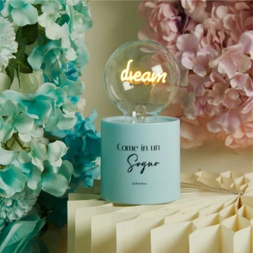 Lampada LED Claraluna 2026: La Bomboniera Luminosa di Tendenza - cm. 8,5x17 Azzurra