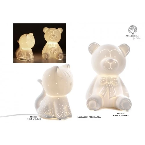 LAMPADA DA TAVOLO GATTINO 20.8 CM. PORCELLANA
