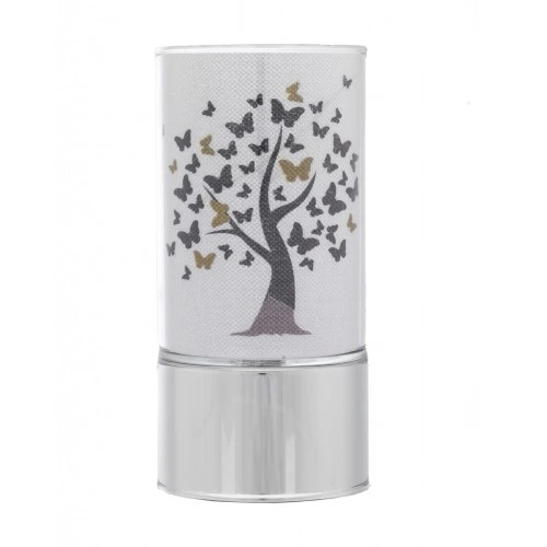 LAMPADA IN VETRO 7x15 CON DECORO ALBERO CON FAFALLE