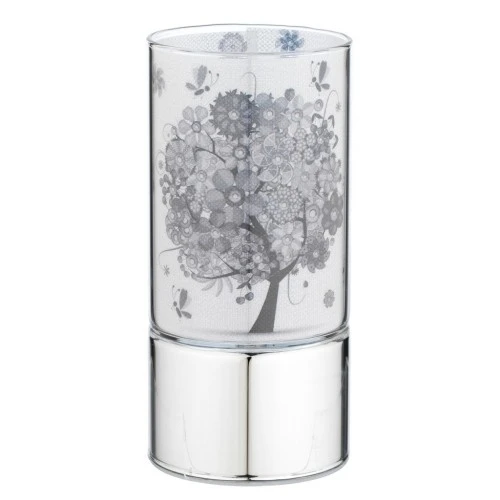 LAMPADA IN VETRO 7x15 CON DECORO ALBERO FRUTTA B/N