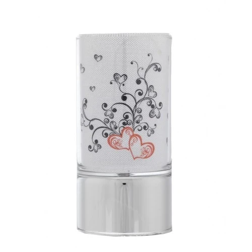 LAMPADA IN VETRO 7x15 CON DECORO CUORI E RICCIOLI