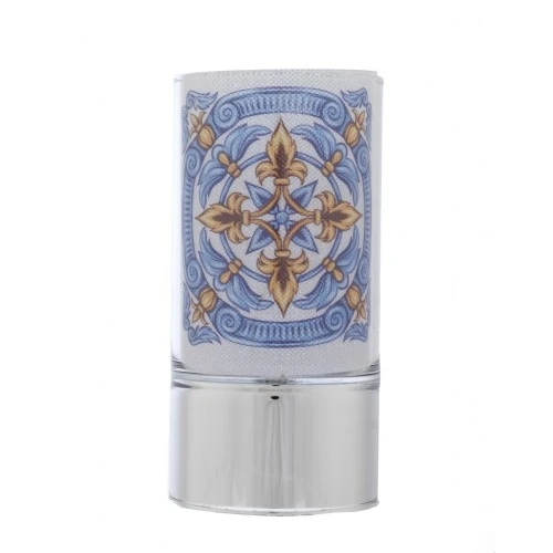 LAMPADA IN VETRO 7x15 CON DECORO MAIOLICA AZZURRA