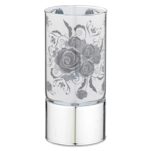 LAMPADA IN VETRO 7x15 CON DECORO ROSE B/N