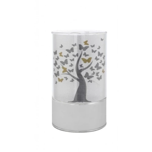 LAMPADA IN VETRO H. 15 CON DECORO ALBERO E FARFALLE