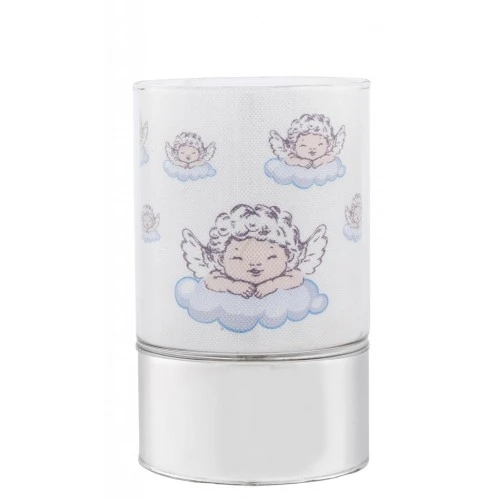 LAMPADA IN VETRO H. 15 CON DECORO ANGIOLETTI - AZZURRO