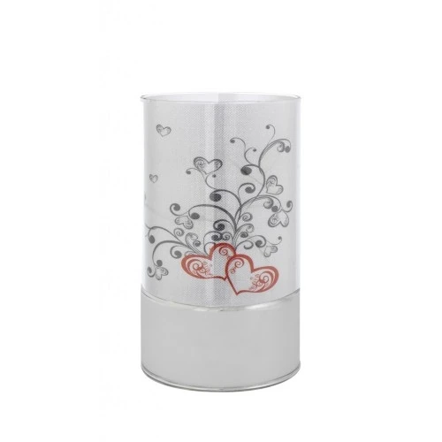 LAMPADA IN VETRO H. 15 CON DECORO CUORI