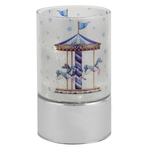 LAMPADA IN VETRO H. 15 CON DECORO GIOSTRA - AZZURRO