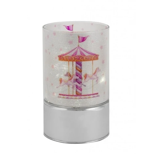 LAMPADA IN VETRO H. 15 CON DECORO GIOSTRA - ROSA