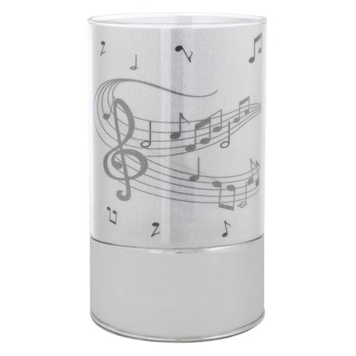 LAMPADA IN VETRO H. 15 CON DECORO NOTE MUSICALI