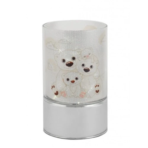 LAMPADA IN VETRO H. 15 CON DECORO ORSETTI - BIANCA