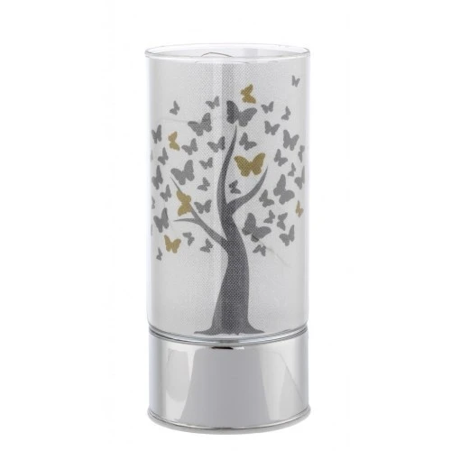 LAMPADA IN VETRO H. 20 CON DECORO ALBERO E FARFALLE