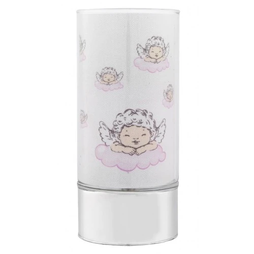 LAMPADA IN VETRO H. 20 CON DECORO ANGIOLETTI - ROSA