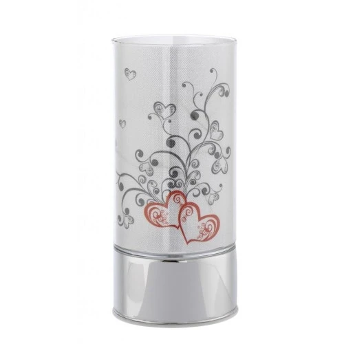 LAMPADA IN VETRO H. 20 CON DECORO CUORI