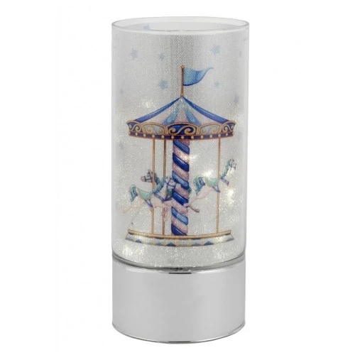 LAMPADA IN VETRO H. 20 CON DECORO GIOSTRA - AZZURRO