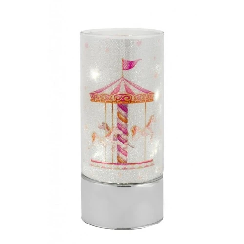 LAMPADA IN VETRO H. 20 CON DECORO GIOSTRA - ROSA