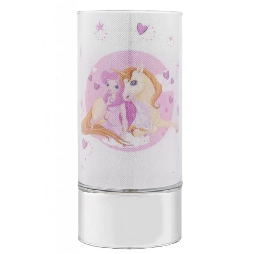 LAMPADA IN VETRO H. 20 CON DECORO UNICORNO